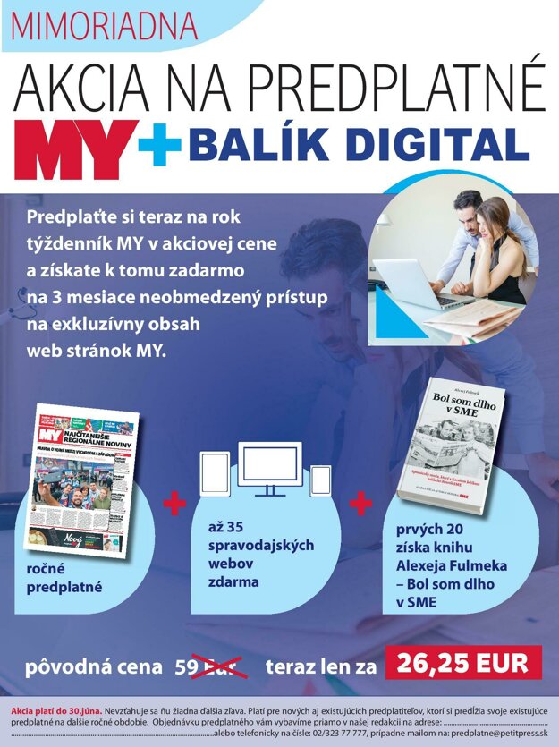 Mimoriadna akcia na predplatné týždenníka MY + balík digital