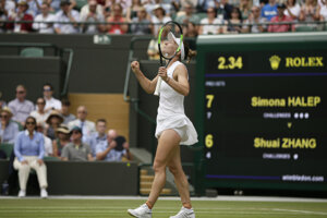 Simona Halepová na Wimbledone 2019.