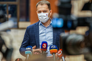 Premiér Igor Matovič počas stredajšej tlačovej konferencie.