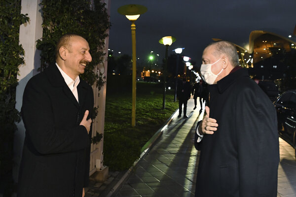 Azerbajdžanský prezident Ilham Alijev a turecký prezident Recep Tayyip Erdogan.