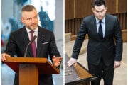 Prezident Peter Pellegrini a poslanec Hlasu Peter Náhlik.