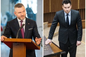 Prezident Peter Pellegrini a poslanec Hlasu Peter Náhlik.