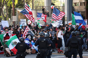Stredajší protest v Los Angeles.
