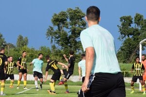 Záber zo stretnutia Želiezovce - Salka 1:2.