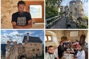 Zľava hore: Martin Varga, vstup do hradu, obnovená a odborníkmi ocenená hospodárska budova hradu a časť účastníkov Metodického memoriálu Mira Matejku.