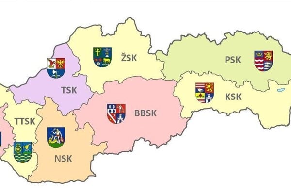Slovensko má osem vyšších územných celkov. Strana SNS navrhla ich zredukovanie na štyri.