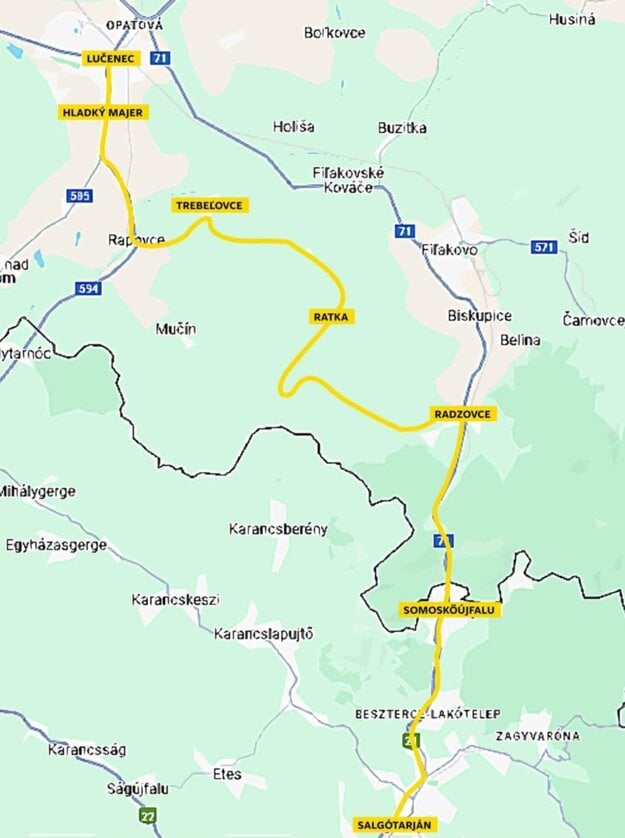 Trasa 6. ročníka Medzinárodného Novohradského maratónu. (zdroj: FB/Mesto Lučenec)