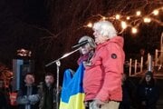 Viktor Beránek na proteste v Poprade.