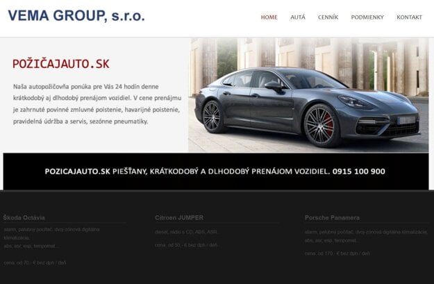 Úvodná stránka portálu Požičajauto v roku 2017. (zdroj: Reprofoto/INDEX)