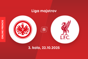Eintracht Frankfurt - Liverpool FC: ONLINE prenos zo zápasu 3. kola ligovej fázy Ligy majstrov. 