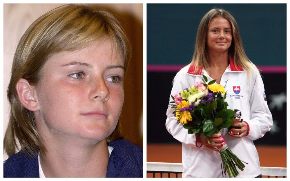 Daniela Hantuchová. Na snímke vľavo v roku 2001, vpravo snímka z 23.apríla 2017.