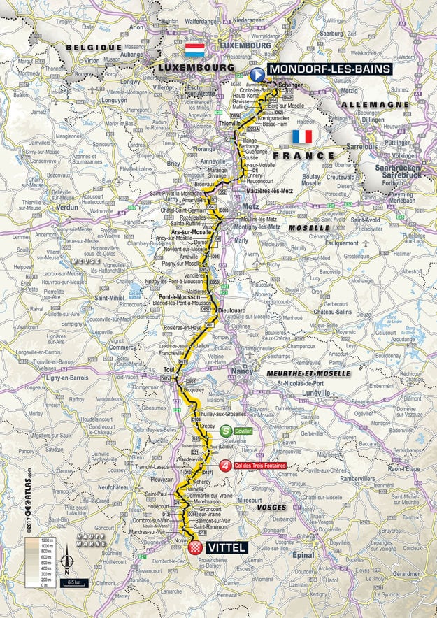 Mapa štvrtej etapy Tour de France 2017.