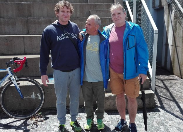 Štafeta Korzára. Karol Bačo, Peter Polák, Jaro Vrábeľ starší.