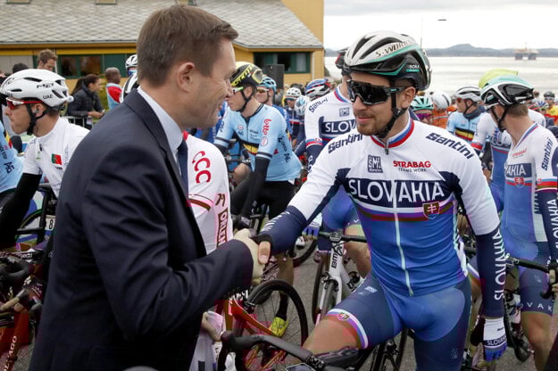 Peter Sagan a David Lappartient.