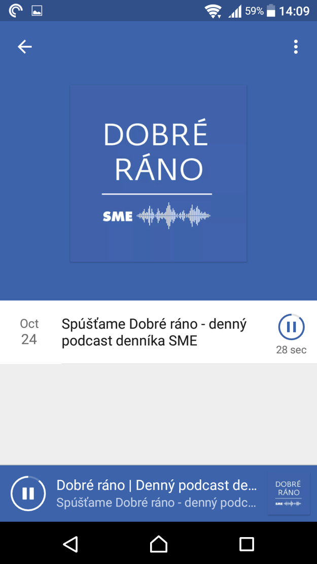 Ikonka pri zozname epizódy sa sa po stiahnutí zmení a môžete Podcast prehrať. (zdroj: SME)