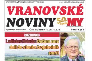 Titulná strana týždenníka Vranovské noviny č. 41/2018.
