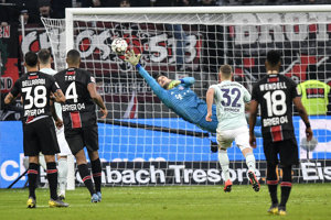 Momentka zo zápasu Leverkusen - Bayern Mníchov.