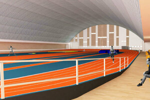 Náhľad vnútra atletickej haly, ktorá by mala vyrásť v Košiciach.