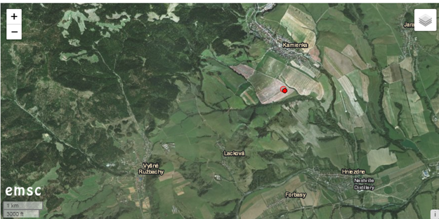Mapa, ktorá ukazuje epicentrum sobotňajšieho zemetrasenia.