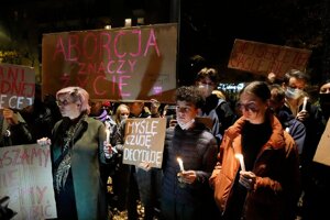 Protest v Poľsku proti zákonu o interrupciách. 