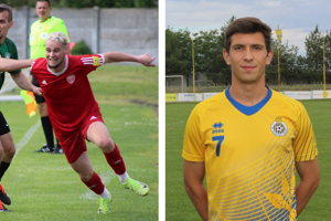 najnovšie posily FC Topoľčany: Olach (vľavo, v červenom drese) a Grác (vpravo)