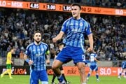 Dávid Strelec oslavuje gól.