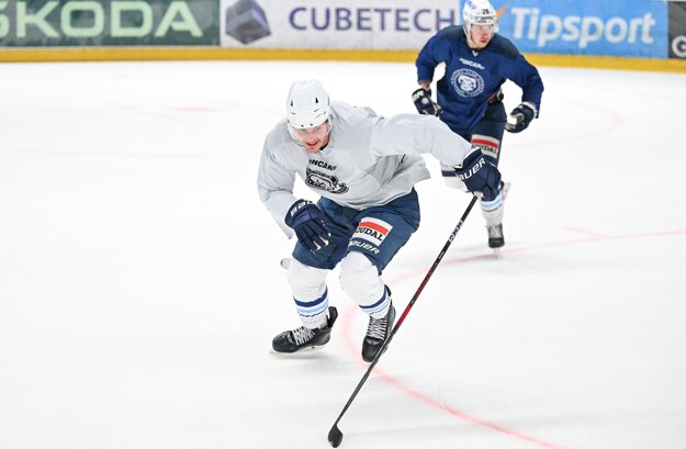 Matej Paulovič (vpredu) si dres Nitry znovu oblečie v piatok 15. augusta v prvom prípravnom zápase proti Jégkorong Budapešť. (zdroj: Miroslav Slávik)