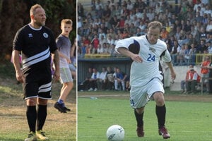 Miroslav Tóth kedysi (vpravo) ako najlepší strelec druholigových Michaloviec a dnes (vľavo) ako útočník ôsmoligových Čiernych Kľačian.
