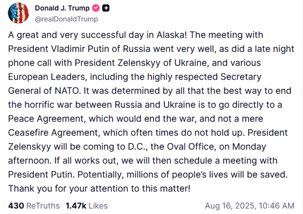  (zdroj: Truth Social - Donald J. Trump)