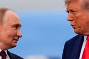 Ruský prezident Vladimir Putin počas stretnutia s americkým náprotivkom Donaldom Trumpom na Aljaške.