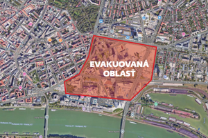 Evakuovaná oblasť.