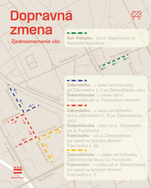 Dopravné zmeny v Prešove. (zdroj: mesto Prešov)