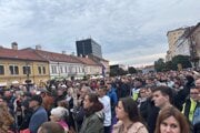 Protestujúci v Košiciach.