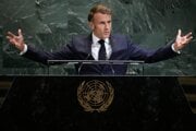 Francúzsky prezident Emmanuel Macron na pôde OSN.