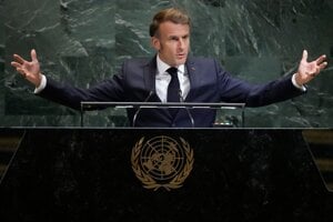 Francúzsky prezident Emmanuel Macron na pôde OSN.