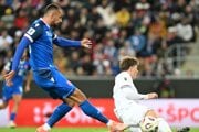 Na snímke hráč Slovenska Ivan Schranz strieľa gól na 2:0 .