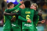 Hráči MŠK Žilina sa radujú z gólu v zápase 11. kola futbalovej Niké ligy medzi FC DAC 1904 Dunajská Streda - MŠK Žilina.