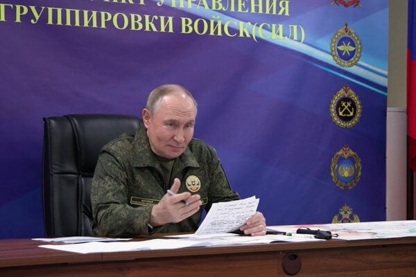 Vladimir Putin počas oznamovania testu Burevestnika. 