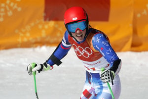 Petra Vlhová v cieli sobotňajšieho super-G.