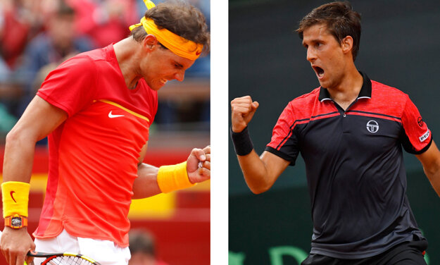 Martin Kližan (vpravo) a Rafael Nadal.