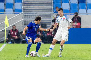 Lukáš Haraslín (vpravo) v reprezentačnom drese.