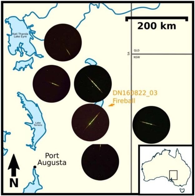 Mapa pozorovaní pomocou šiestich autonómnych kamier v Južnej Austrálii.