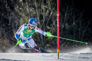 Petra Vlhová počas slalomu.