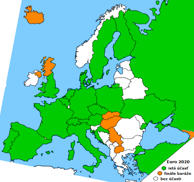 Futbalová mapa Európy.