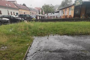 Voda obtekajúca reštauráciu na kraji parku Račianske mýto preteká cez celý park až na križovatku. 