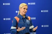 Ministerka hospodárstva Denisa Saková na tlačovej konferencii v jadrovej elektrárni Jaslovské Bohunice.
