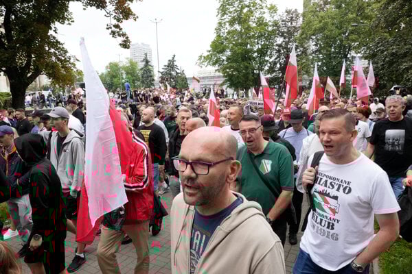 Protest proti imigračnej politike vlády v Poľsku.