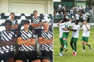 V drese Galanty skórovali aj tri nové posily. Na snímke vpravo novozámocká radosť po góle Mateja Palacku na 2:0. 