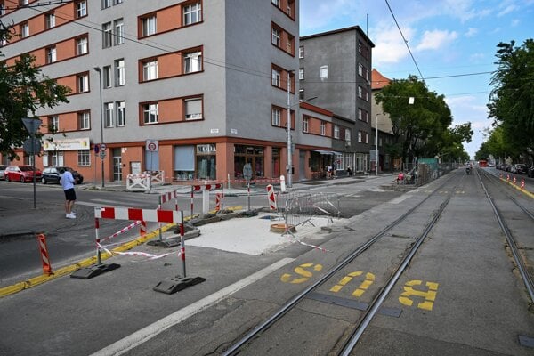 Priebeh rekonštrukčných prác na Vajnorskej ulici 8. septembra 2024.