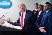 Americký prezident Donald Trump na tlačovej konferencii.